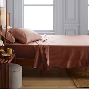 QUINCE Classic Organic Percale Sheet Set Queen Clay 5668
